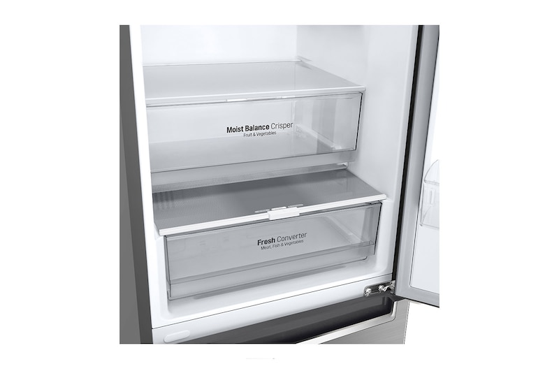 LG 2.03M 384L Kølefryseskab(Shiny Steel) - Energiklasse D, Door Cooling™ og Smart Diagnosis™ med Wi-Fi, GBB62PZFFN