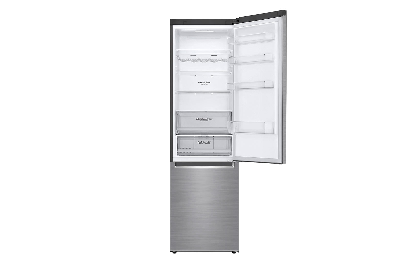 LG 2.03M 384L Kølefryseskab(Shiny Steel) - Energiklasse D, Door Cooling™ og Smart Diagnosis™ med Wi-Fi, GBB62PZFFN