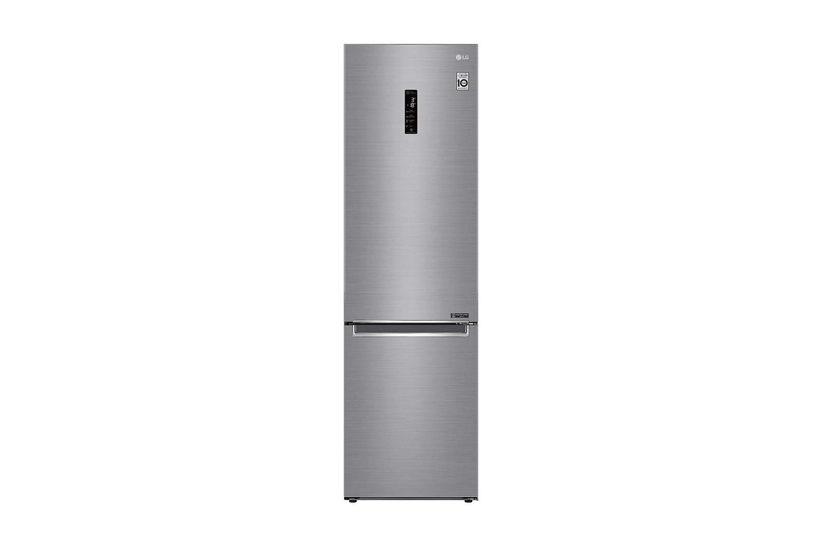 Visning forfra af 2.03M 384L Kølefryseskab(Shiny Steel) - Energiklasse D, Door Cooling™ og Smart Diagnosis™ med Wi-Fi GBB62PZFFN