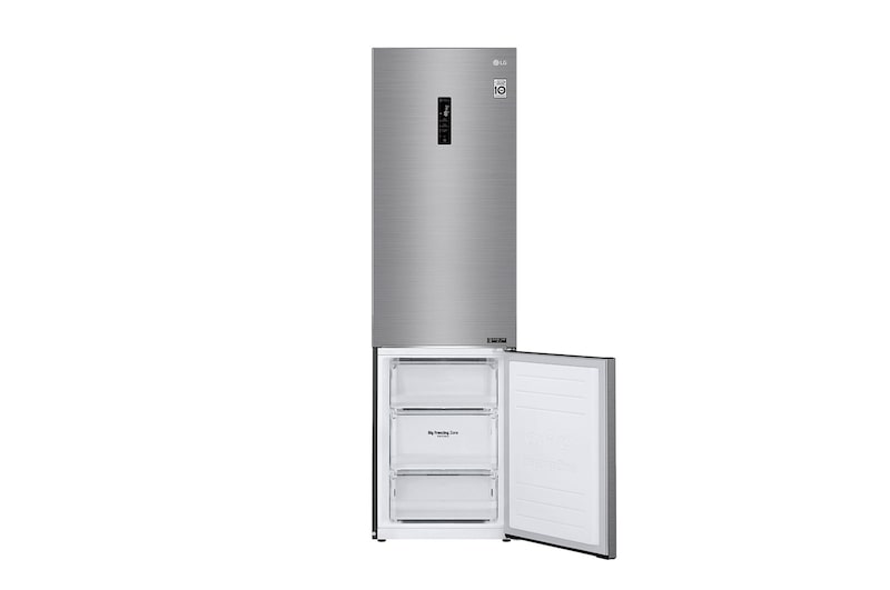 LG 2.03M 384L Kølefryseskab(Shiny Steel) - Energiklasse D, Door Cooling™ og Smart Diagnosis™ med Wi-Fi, GBB62PZFFN