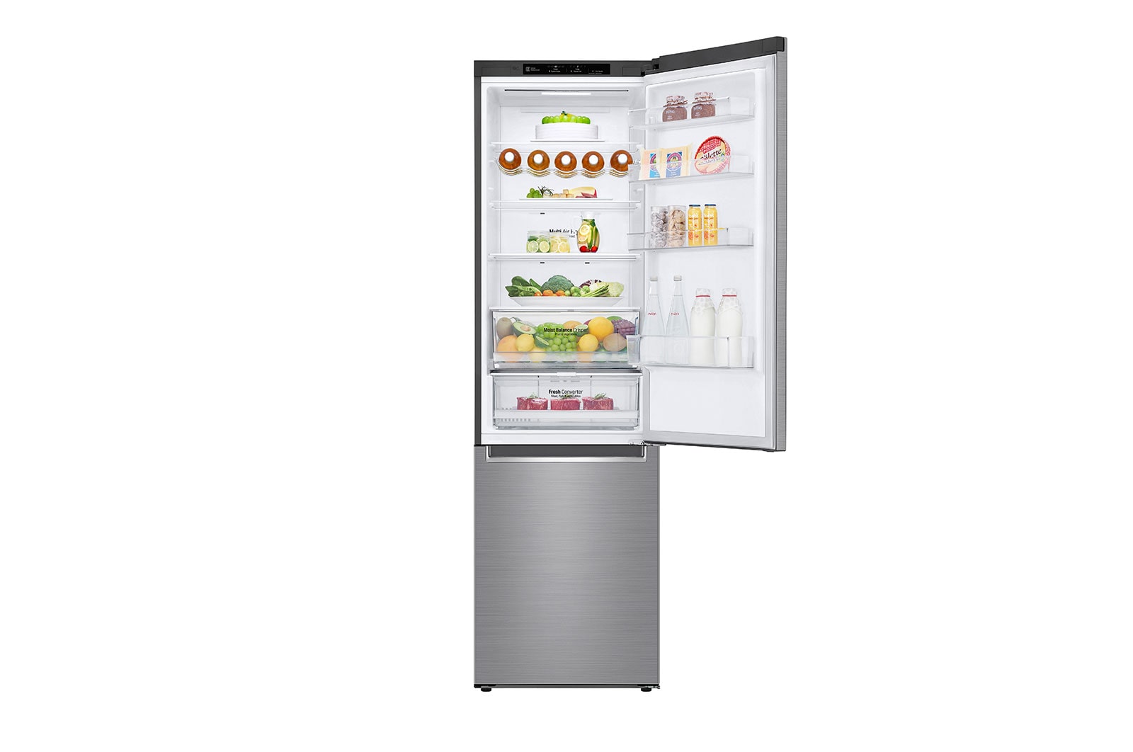 LG 2.03M 384L Kølefryseskab(Shiny Steel) - Energiklasse D, Door Cooling™ , GBB62PZGFN