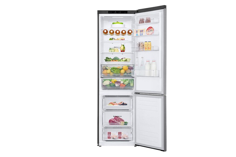 LG 2.03M 384L Kølefryseskab(Shiny Steel) - Energiklasse D, Door Cooling™ , GBB62PZGGN