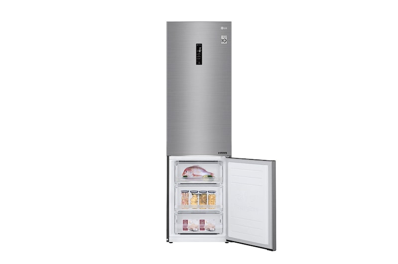 LG 2.03M 384L Kølefryseskab(Shiny Steel) - Energiklasse E, Door Cooling™ og Smart Diagnosis™ med Wi-Fi, GBB62PZHZN