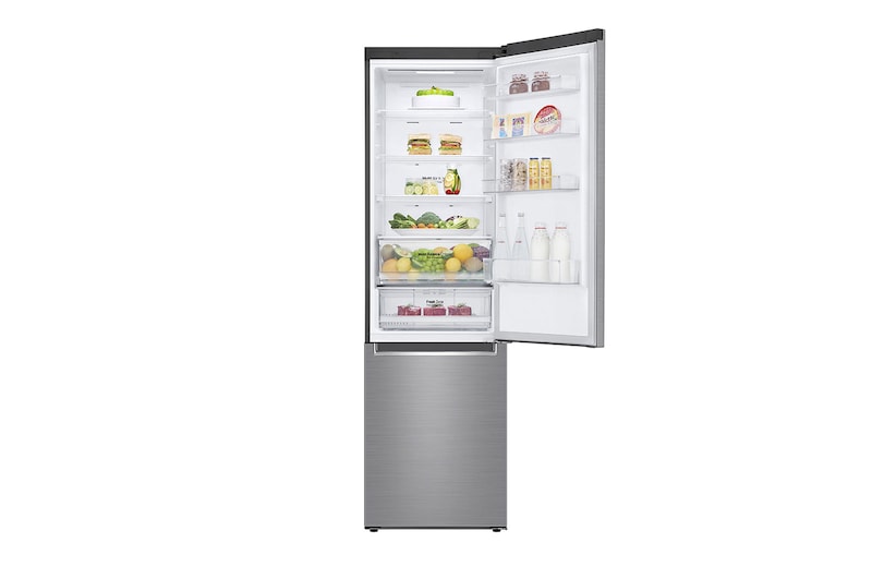 LG 2.03M 384L Kølefryseskab(Shiny Steel) - Energiklasse E, Door Cooling™ og Smart Diagnosis™ med Wi-Fi, GBB62PZHZN