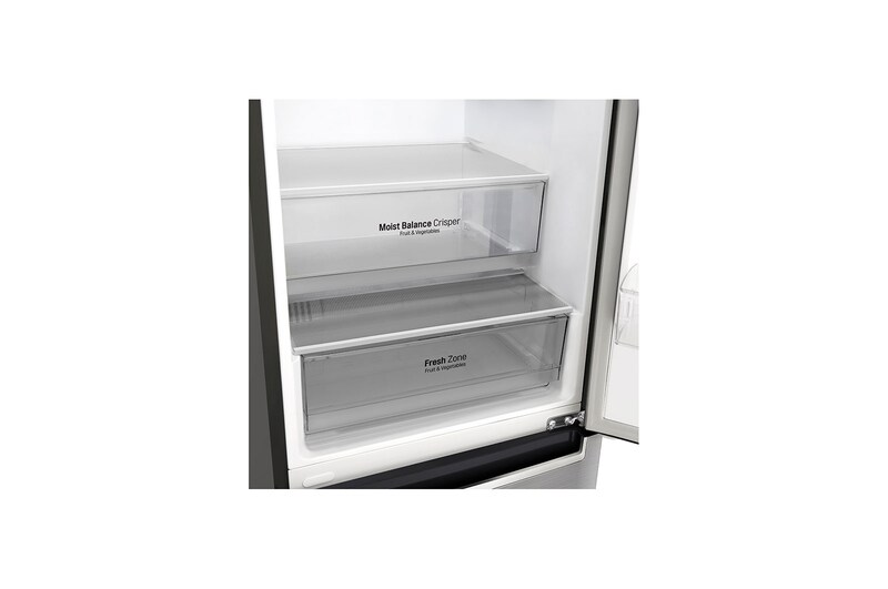 LG 2.03M 384L Kølefryseskab(Shiny Steel) - Energiklasse E, Door Cooling™ , GBB62PZJZN