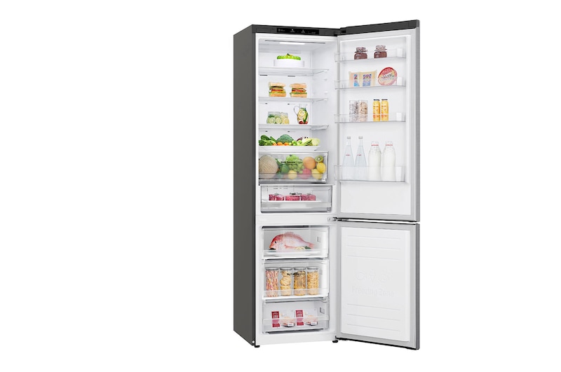 LG 2.03M 384L Kølefryseskab(Shiny Steel) - Energiklasse E, Door Cooling™ , GBB62PZJZN
