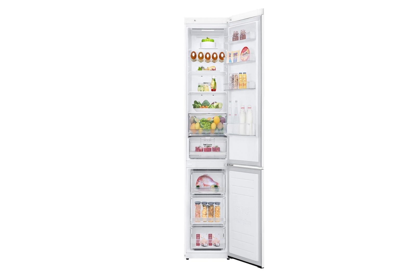 LG 2.03M 384L Kølefryseskab(Hvid) - Energiklasse D, Door Cooling™ og Smart Diagnosis™ med Wi-Fi, GBB62SWFFN
