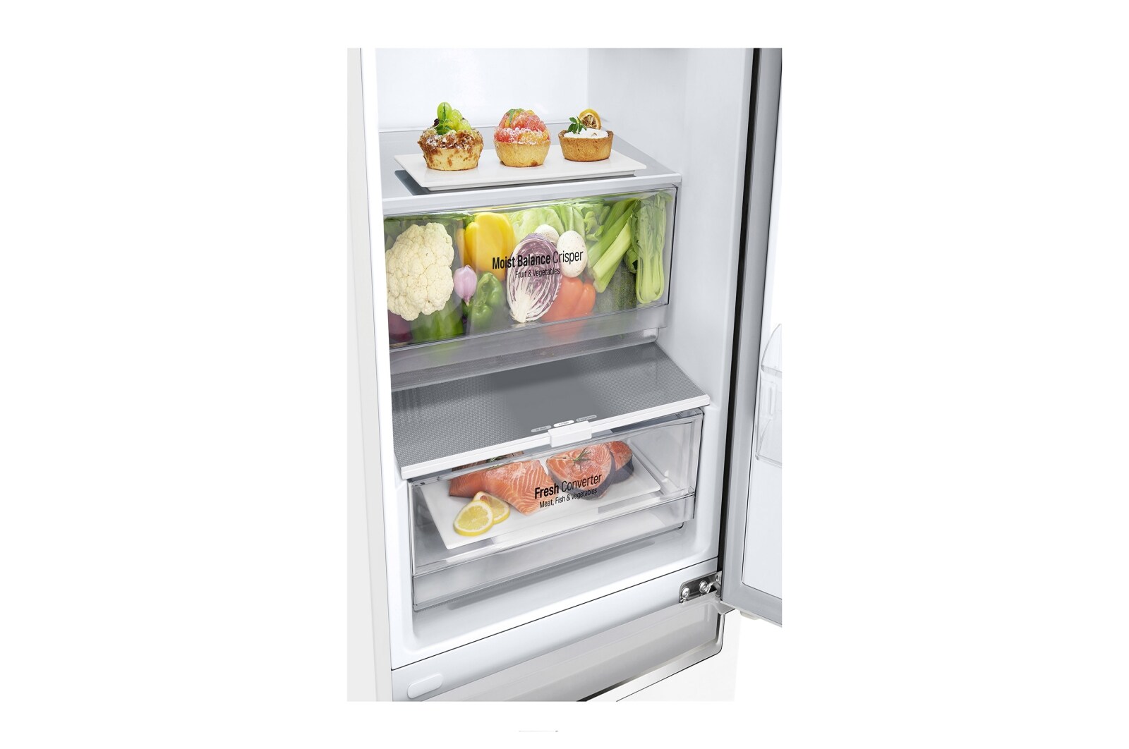 LG 2.03M 384L Kølefryseskab(Hvid) - Energiklasse D, Door Cooling™ og Smart Diagnosis™ med Wi-Fi, GBB62SWFFN