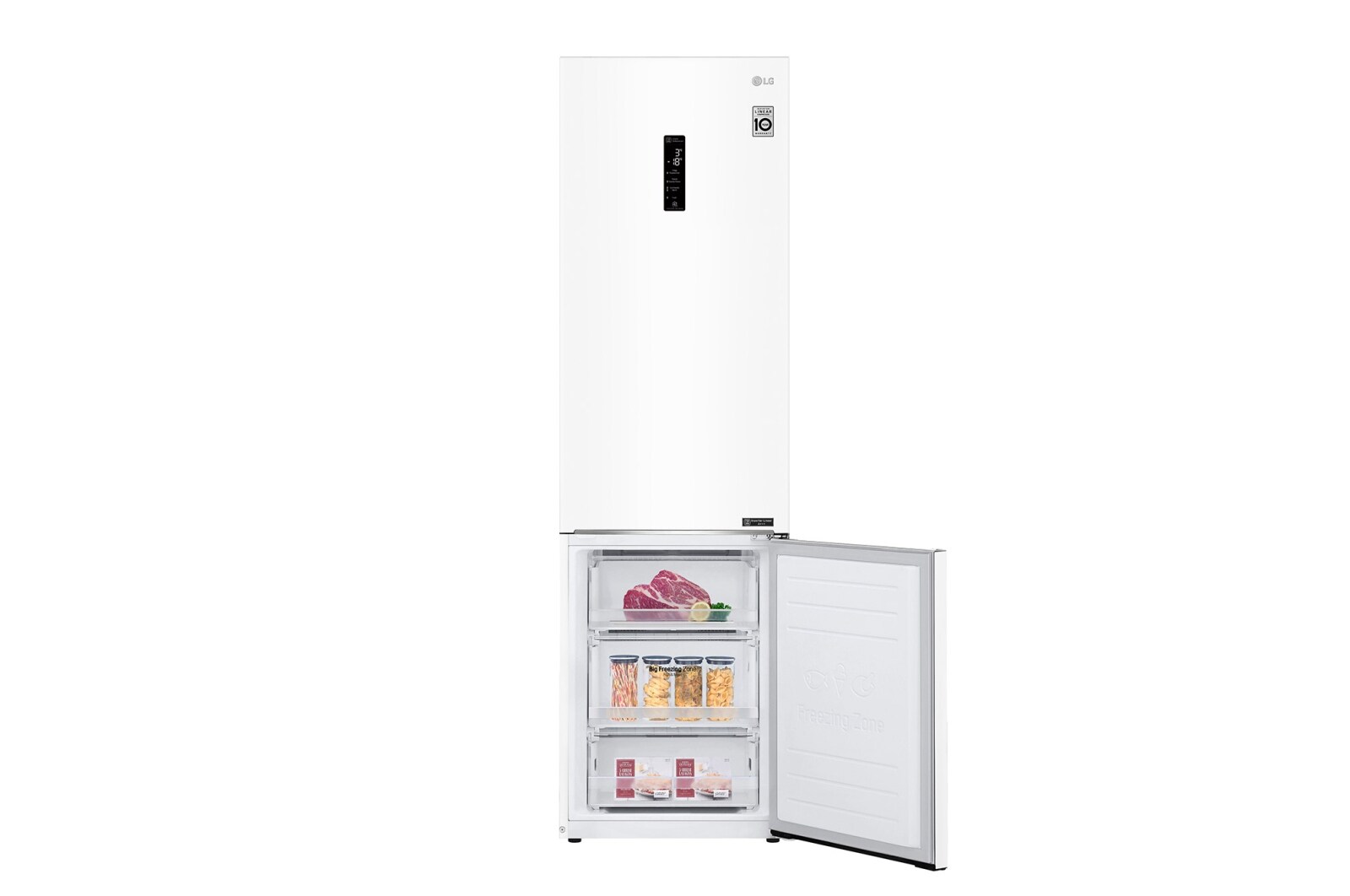 LG 2.03M 384L Kølefryseskab(Hvid) - Energiklasse D, Door Cooling™ og Smart Diagnosis™ med Wi-Fi, GBB62SWFFN