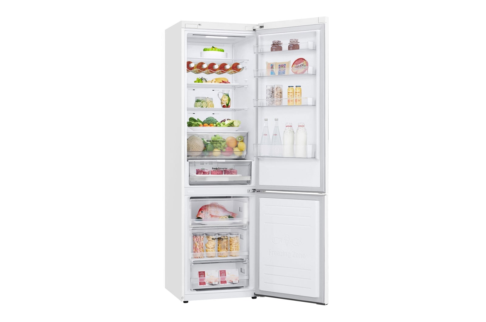 LG 2.03M 384L Kølefryseskab(Hvid) - Energiklasse D, Door Cooling™ og Smart Diagnosis™ med Wi-Fi, GBB62SWFFN