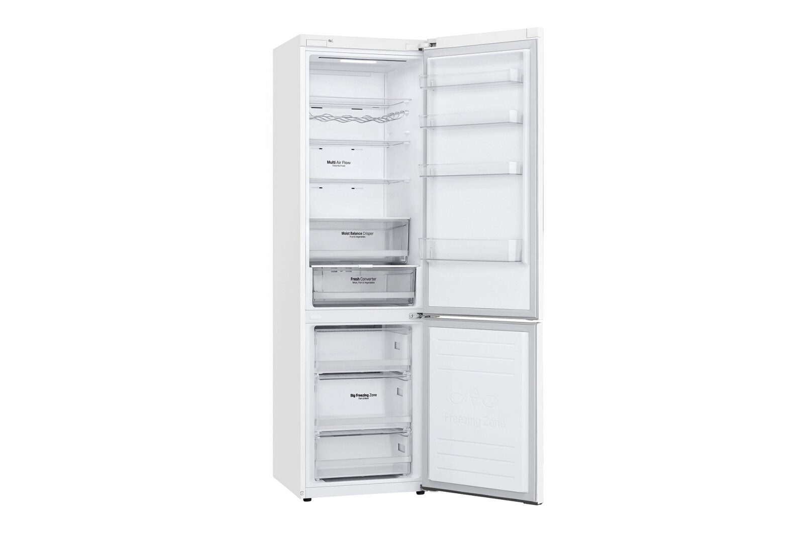LG 2.03M 384L Kølefryseskab(Hvid) - Energiklasse D, Door Cooling™ og Smart Diagnosis™ med Wi-Fi, GBB62SWFFN