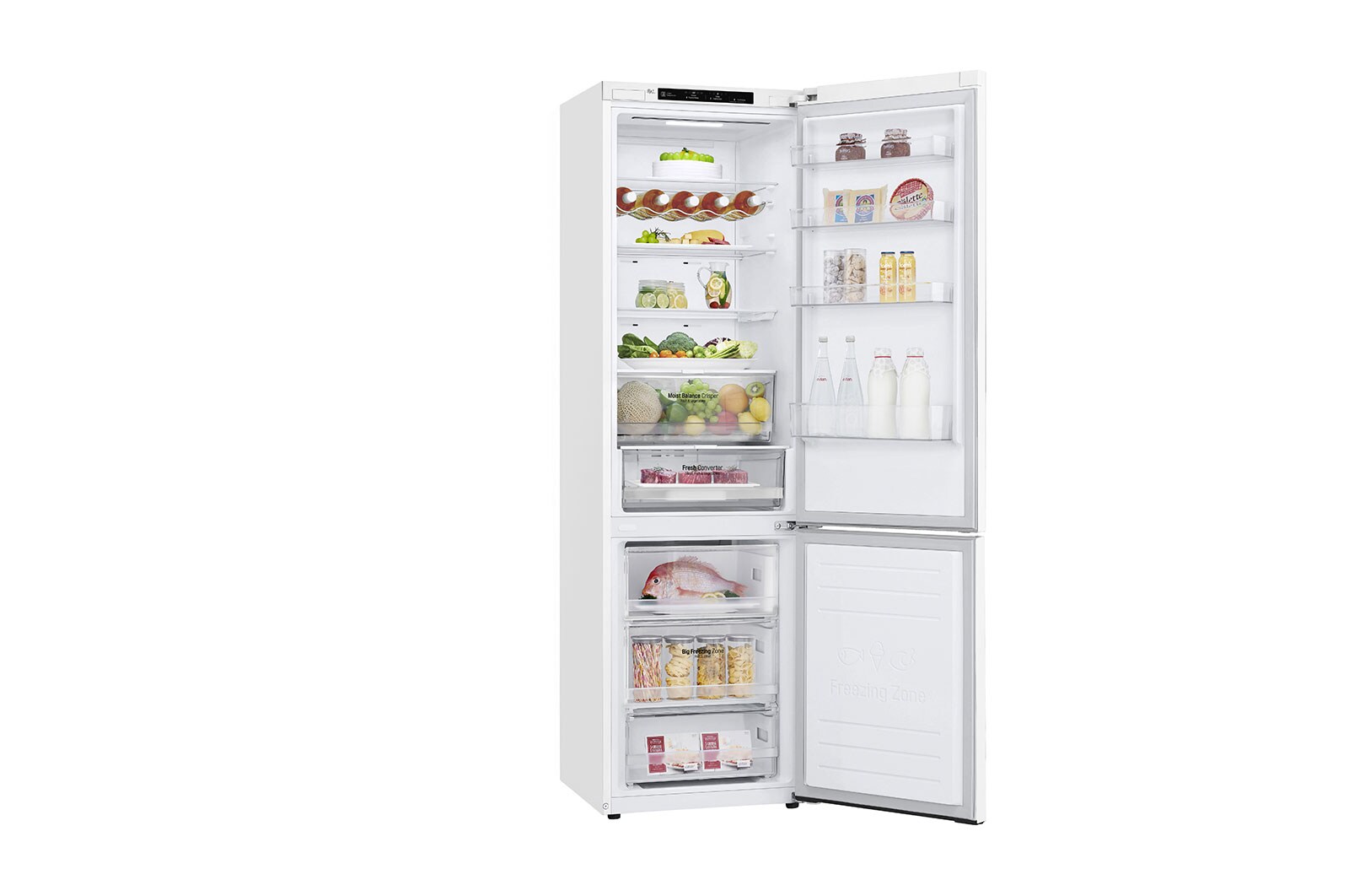 LG 2.03M 384L Kølefryseskab(Hvid) - Energiklasse D, Door Cooling™ , GBB62SWGFN