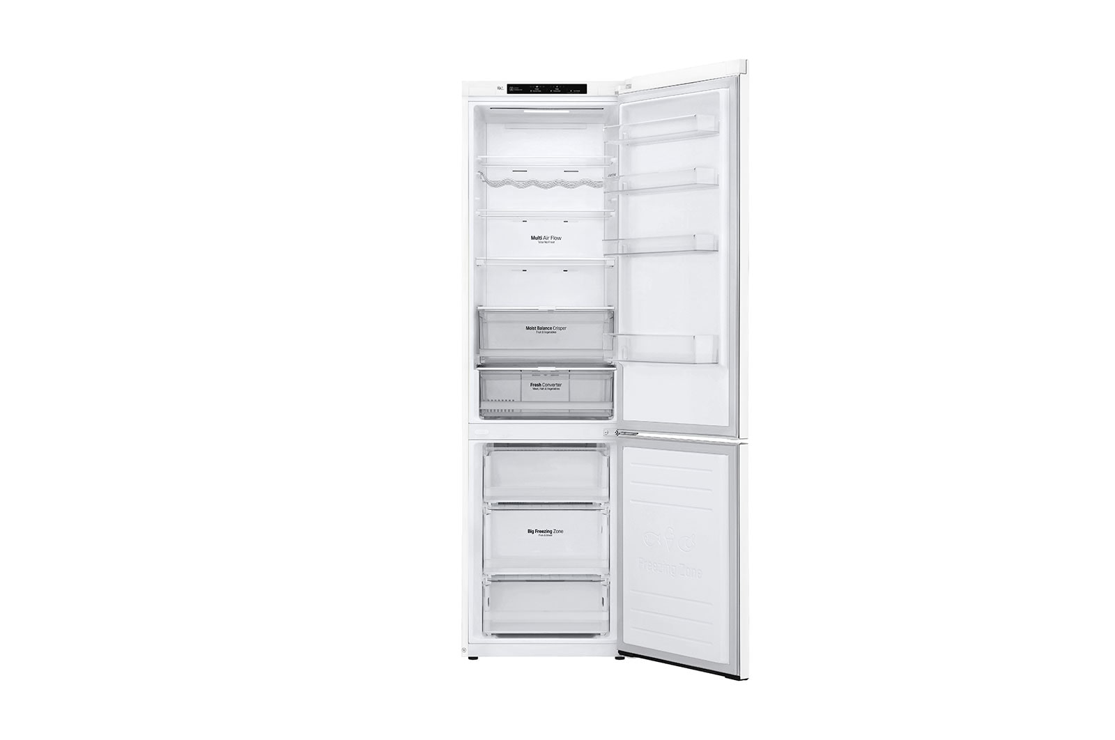 LG 2.03M 384L Kølefryseskab(Hvid) - Energiklasse D, Door Cooling™ , GBB62SWGFN