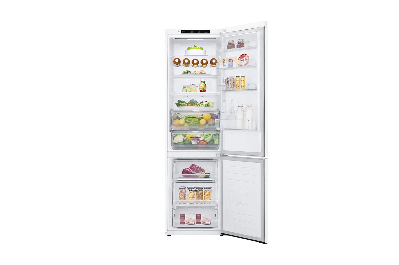 LG 2.03M 384L Kølefryseskab(Hvid) - Energiklasse D, Door Cooling™ , GBB62SWGFN