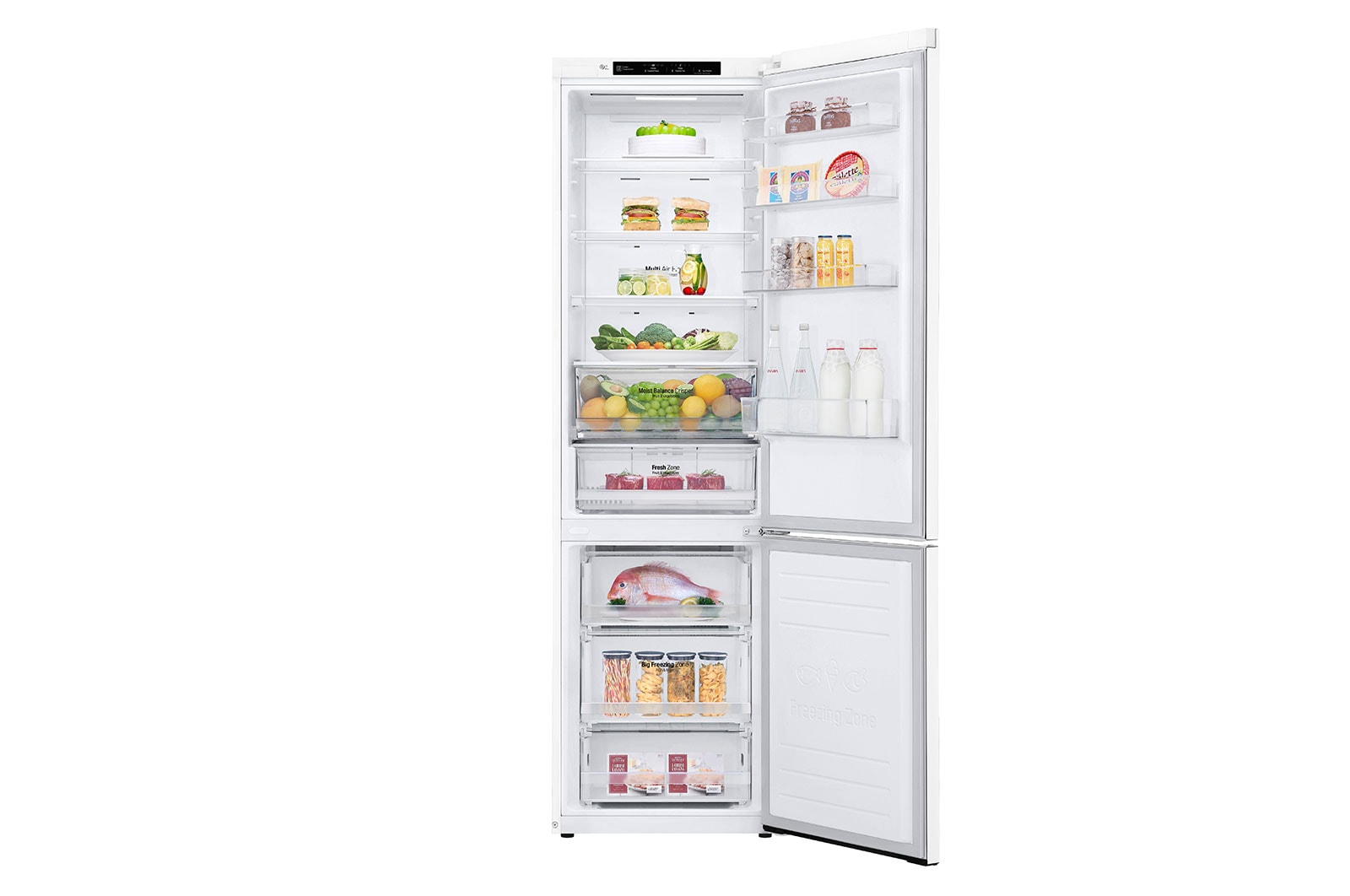 LG Køle-/fryseskabe med DoorCooling+™, 203cm (nettovolumen 384 liter) , GBB62SWJZN