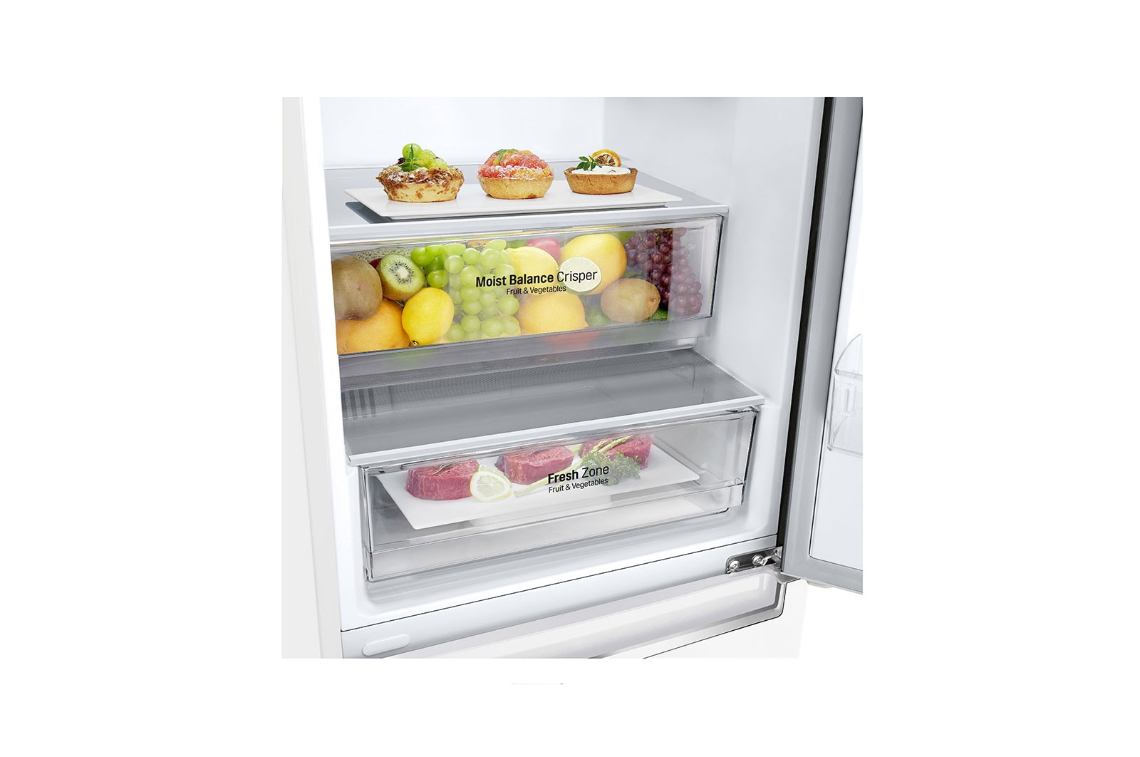 LG Køle-/fryseskabe med DoorCooling+™, 203cm (nettovolumen 384 liter) , GBB62SWJZN