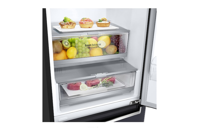 LG 1.86M 341L Kølefryseskab(Matte Black) - Energiklasse E, Door Cooling™ og Smart Diagnosis™ med Wi-Fi, GBB71MCDMN