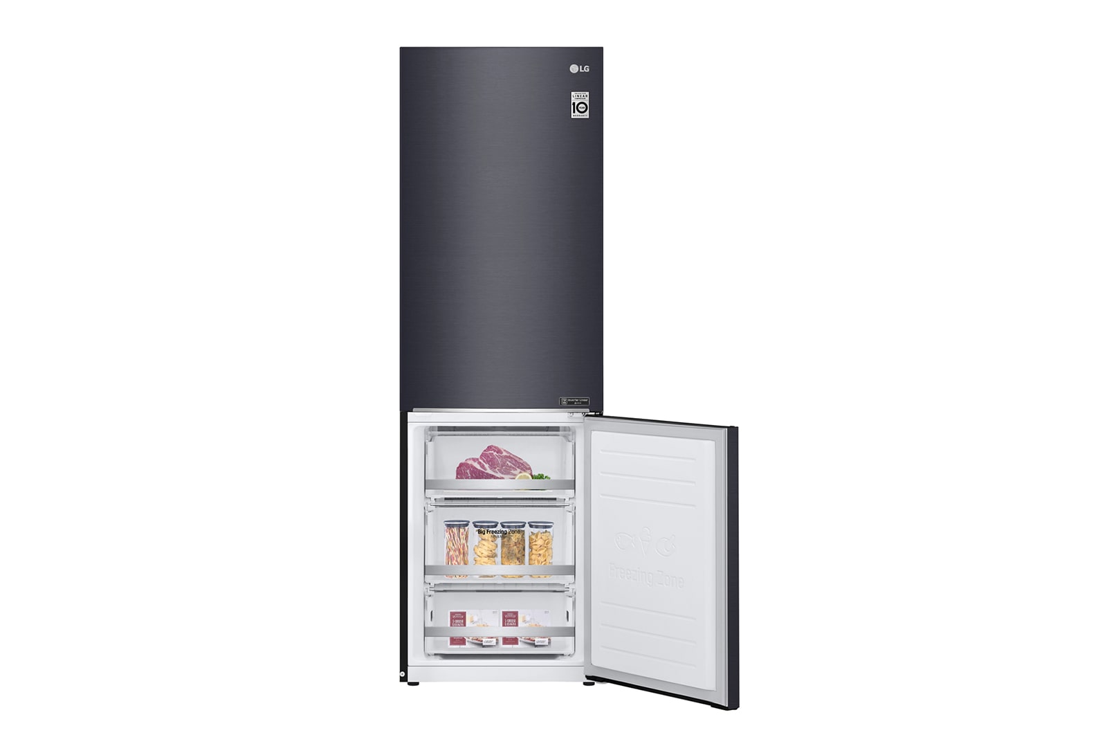 LG 1.86M 341L Kølefryseskab(Matte Black) - Energiklasse D, Door Cooling™, GBB71MCEFN