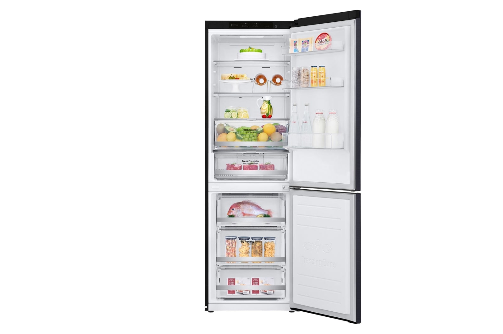 LG 1.86M 341L Kølefryseskab(Matte Black) - Energiklasse D, Door Cooling™, GBB71MCEGN