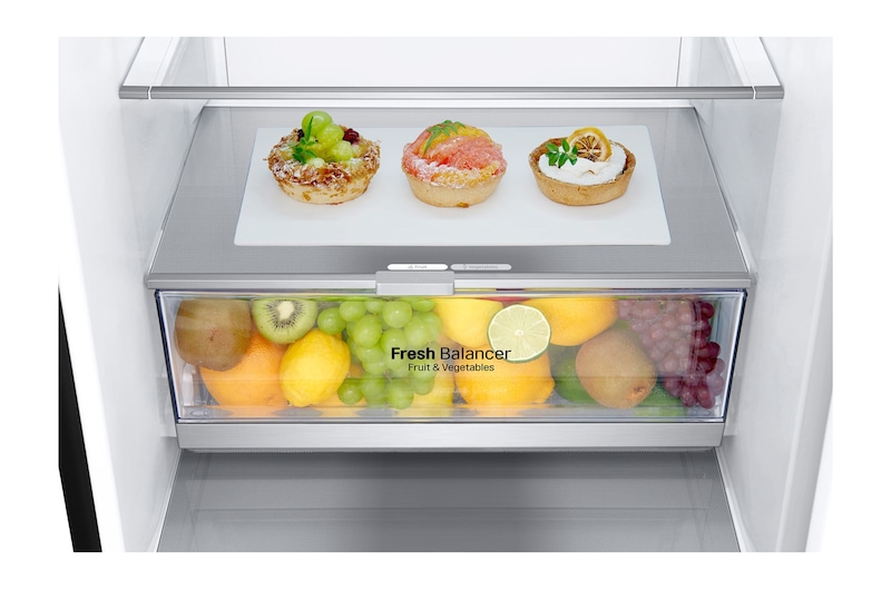 LG 1.86M 341L Kølefryseskab(Matte Black) - Energiklasse D, Door Cooling™, GBB71MCEGN