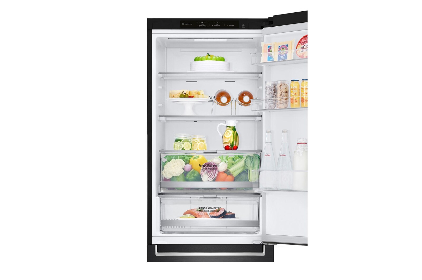LG 1.86M 341L Kølefryseskab(Matte Black) - Energiklasse D, Door Cooling™, GBB71MCEGN