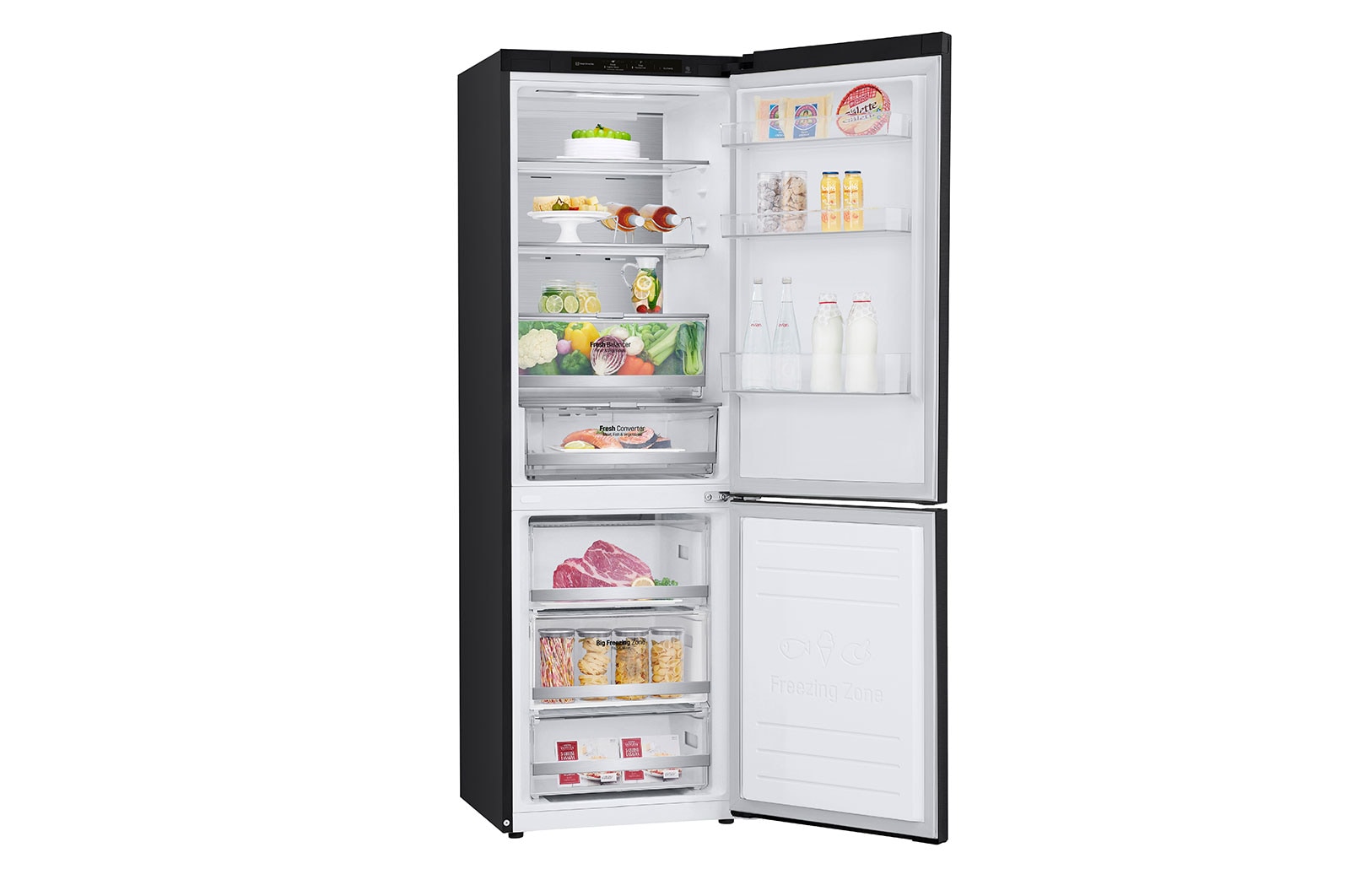 LG 1.86M 341L Kølefryseskab(Matte Black) - Energiklasse D, DoorCooling™ og Smart Diagnosis™, GBB71MCVGN