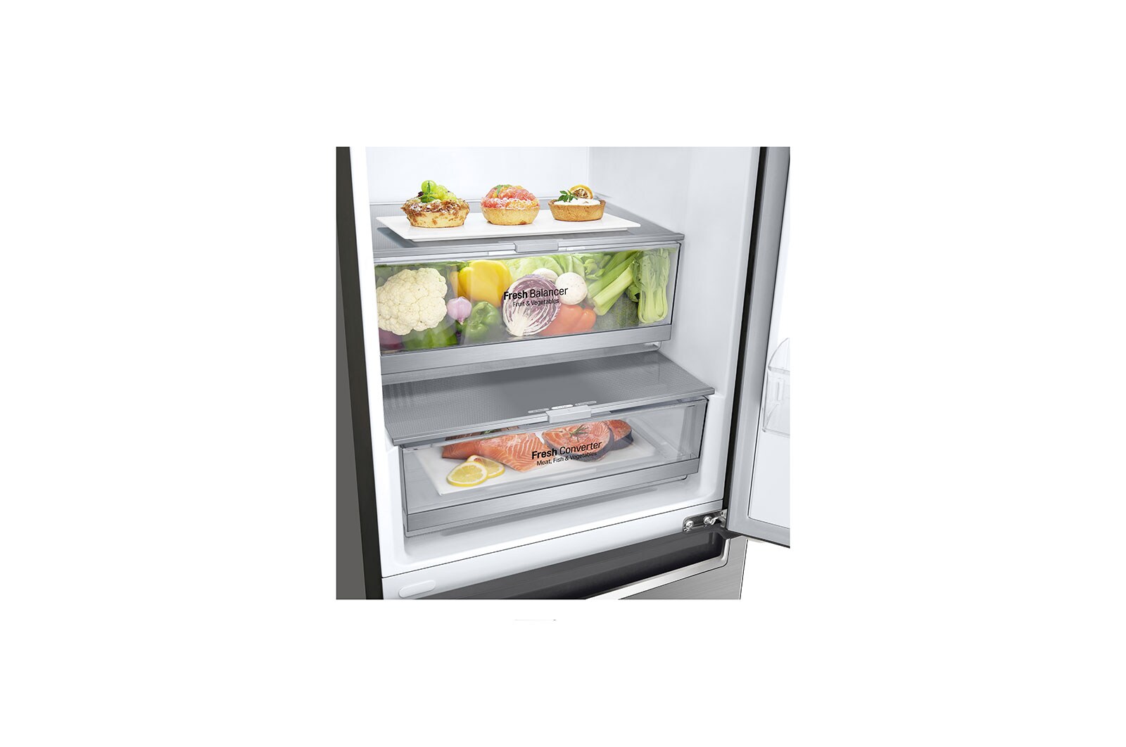 LG 1.86M 341L Kølefryseskab(Shiny Steel) - Energiklasse D, Door Cooling™ og Smart Diagnosis™ med Wi-Fi, GBB71PZDGN