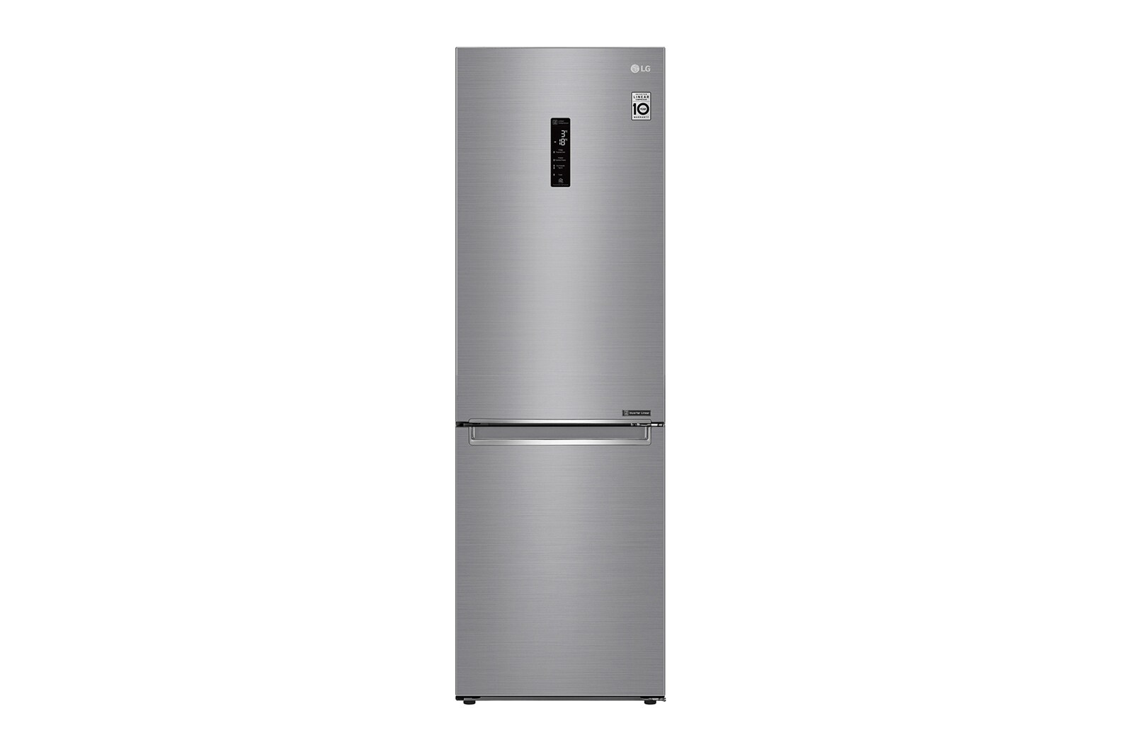 Visning forfra af 1.86M 341L Kølefryseskab(Shiny Steel) - Energiklasse E, Door Cooling™ og Smart Diagnosis™ med Wi-Fi GBB71PZDMN