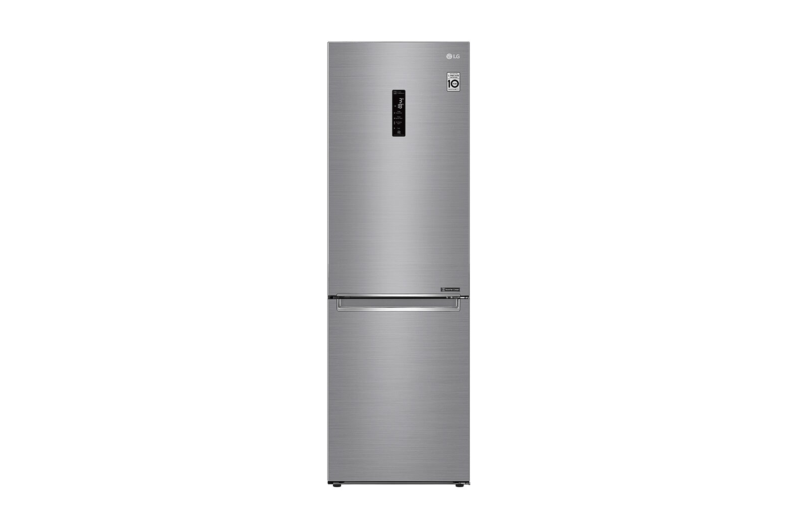 Visning forfra af 1.86M 341L Kølefryseskab(Shiny Steel) - Energiklasse E, Door Cooling™ og Smart Diagnosis™ med Wi-Fi GBB71PZDZN