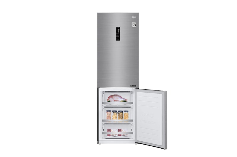 LG 1.86M 341L Kølefryseskab(Shiny Steel) - Energiklasse E, Door Cooling™ og Smart Diagnosis™ med Wi-Fi, GBB71PZDZN