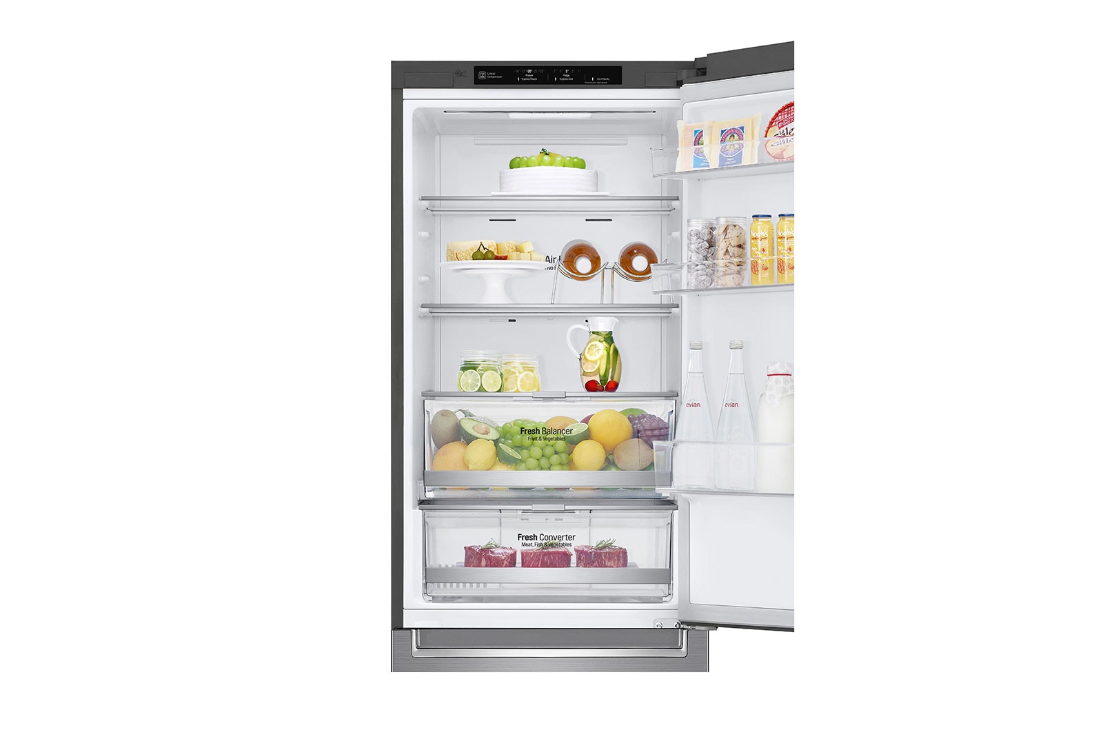 LG 1.86M 341L Kølefryseskab(Shiny Steel) - Energiklasse E, Door Cooling™, GBB71PZEZN