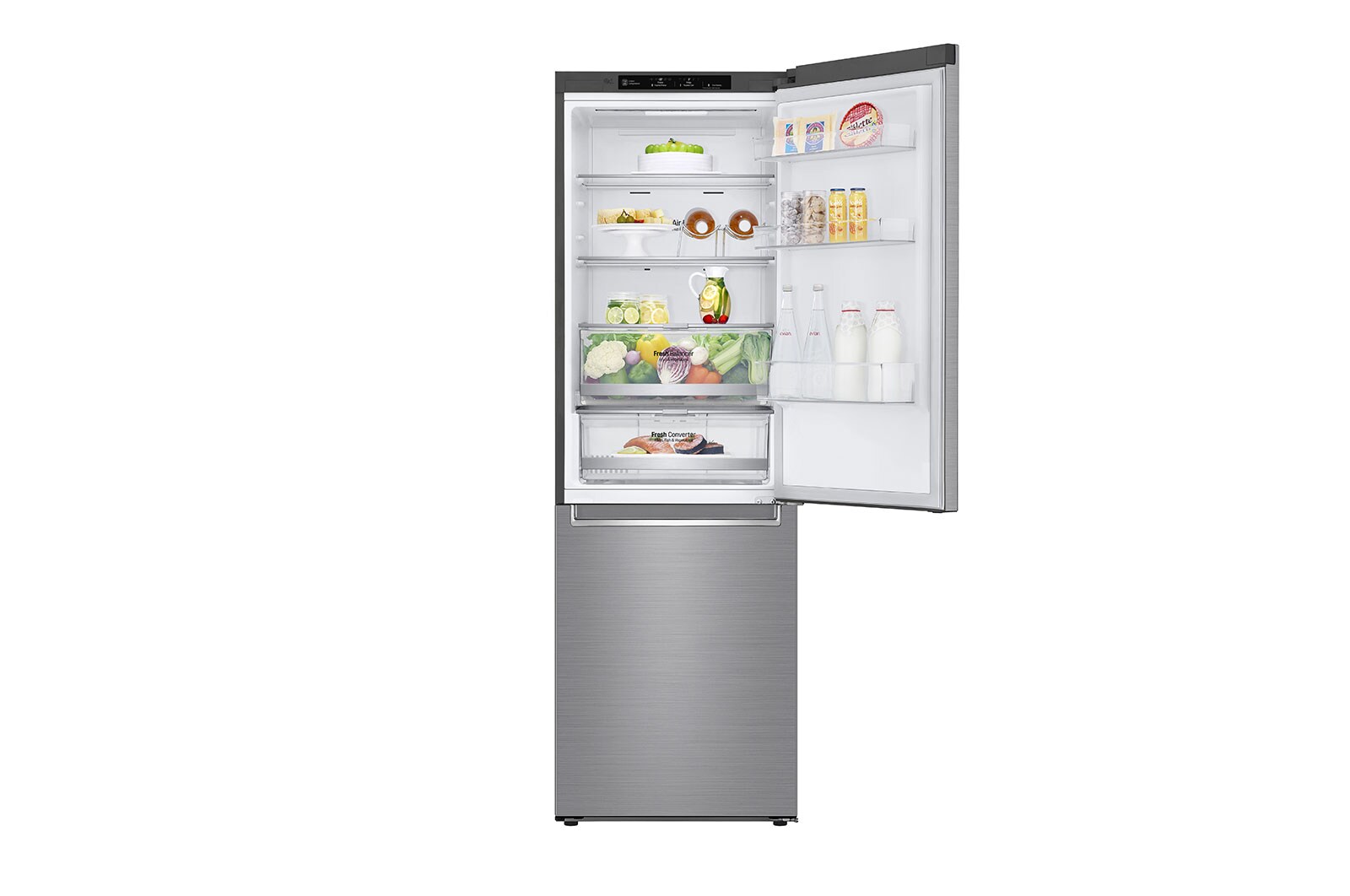 LG 1.86M 341L Kølefryseskab(Shiny Steel) - Energiklasse E, Door Cooling™, GBB71PZEZN