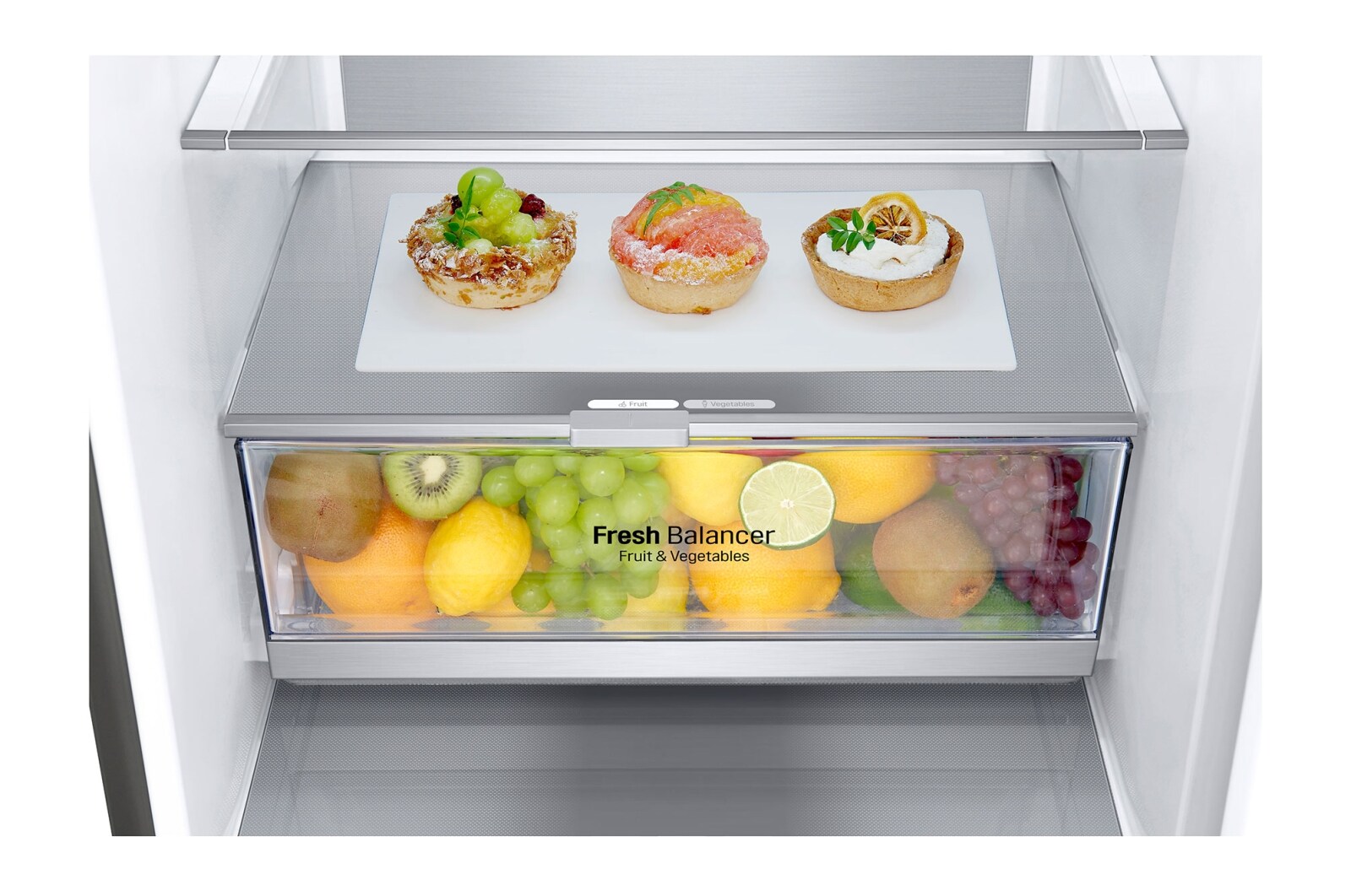 LG 1.86M 341L Kølefryseskab(Shiny Steel) - Energiklasse D, Door Cooling™ og Smart Diagnosis™ med Wi-Fi, GBB71PZUGN