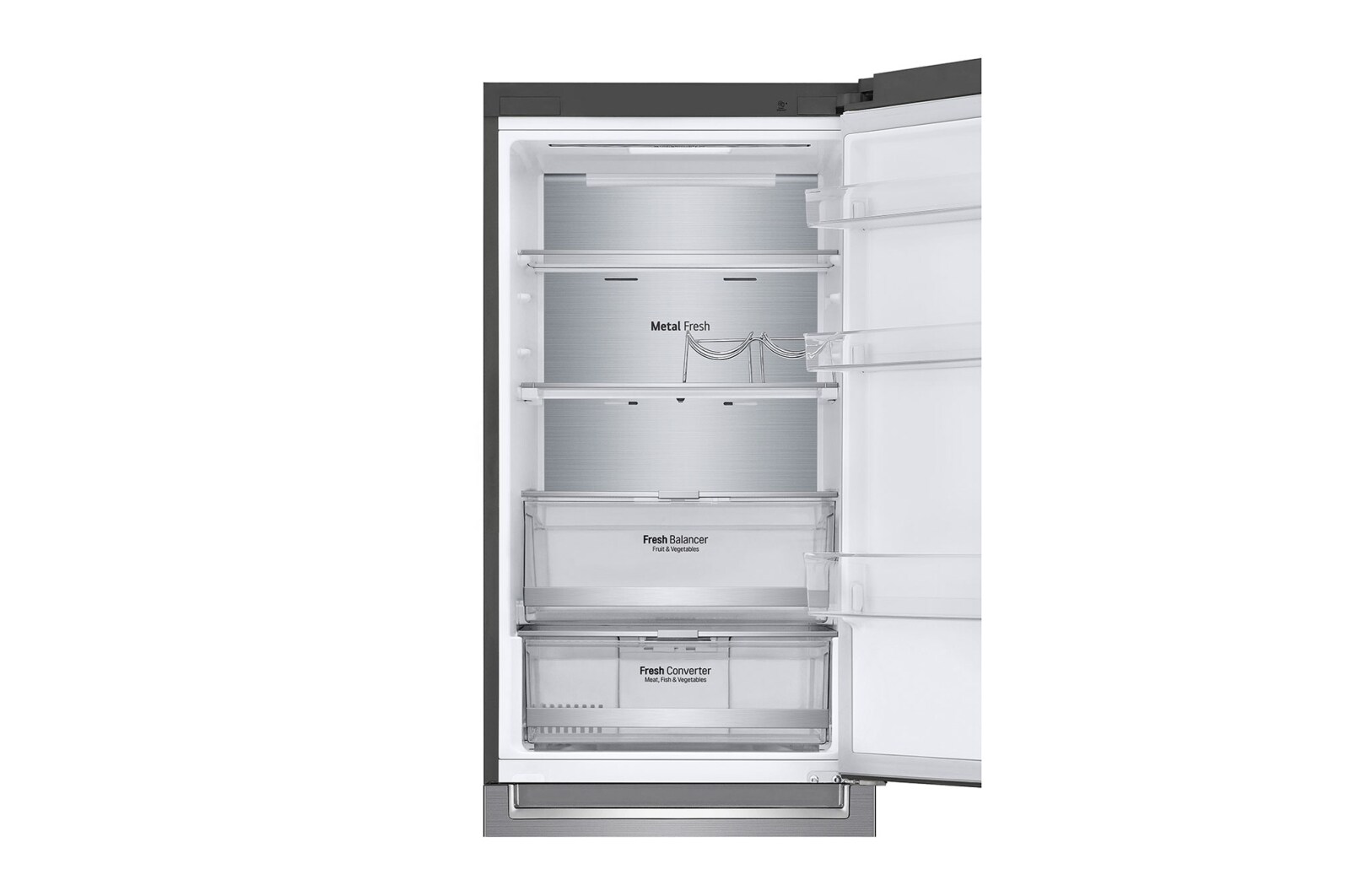 LG 1.86M 341L Kølefryseskab(Shiny Steel) - Energiklasse D, Door Cooling™ og Smart Diagnosis™ med Wi-Fi, GBB71PZUGN