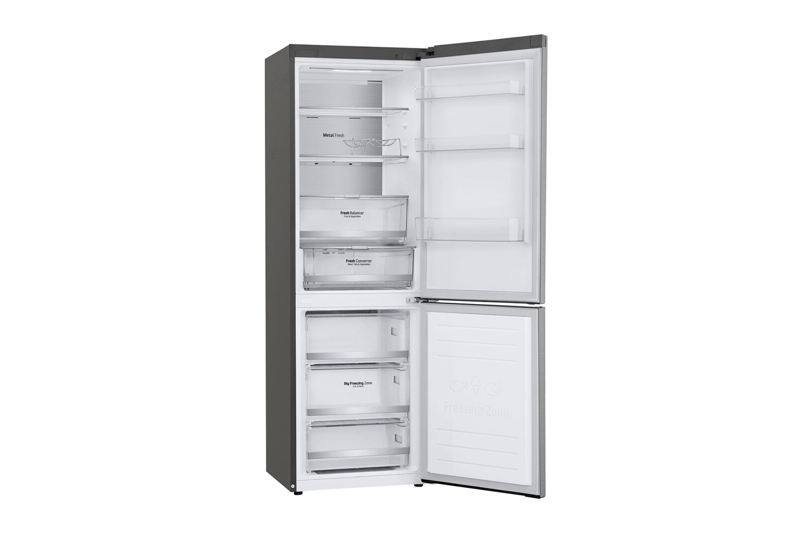 LG 1.86M 341L Kølefryseskab(Shiny Steel) - Energiklasse D, Door Cooling™ og Smart Diagnosis™ med Wi-Fi, GBB71PZUGN