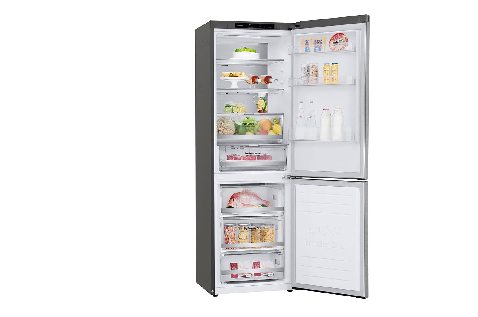 LG 1.86M 341L Kølefryseskab(Shiny Steel) - Energiklasse D, DoorCooling™ og Smart Diagnosis™, GBB71PZVGN