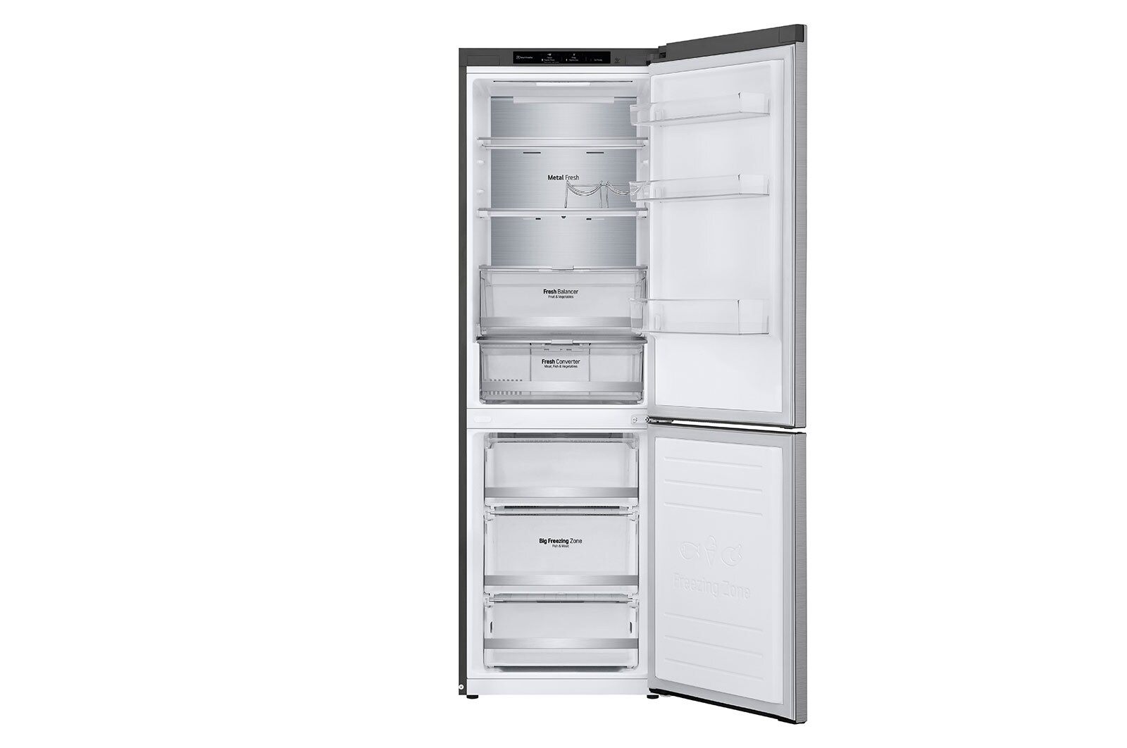 LG 1.86M 341L Kølefryseskab(Shiny Steel) - Energiklasse D, DoorCooling™ og Smart Diagnosis™, GBB71PZVGN