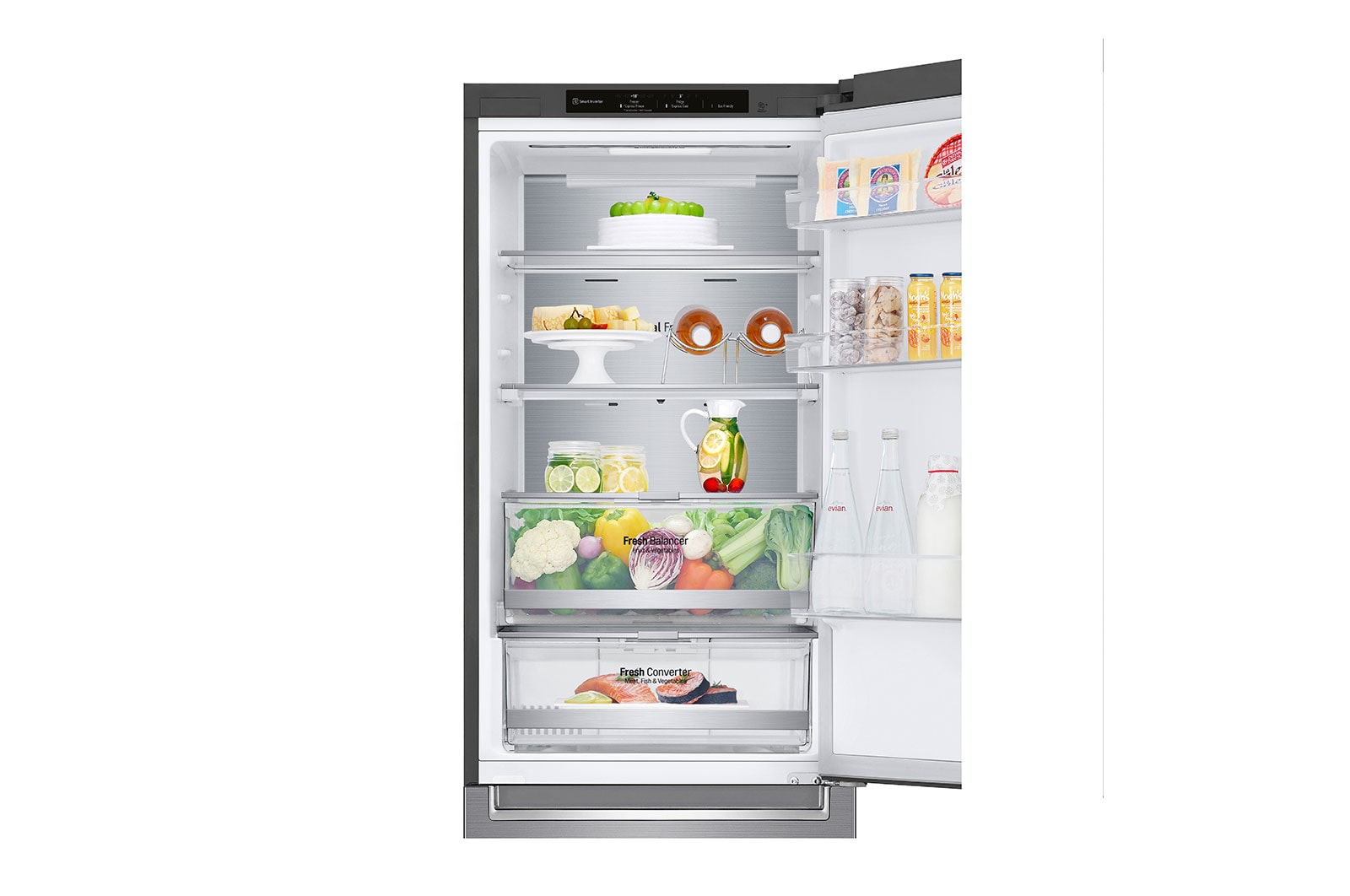 LG 1.86M 341L Kølefryseskab(Shiny Steel) - Energiklasse D, DoorCooling™ og Smart Diagnosis™, GBB71PZVGN