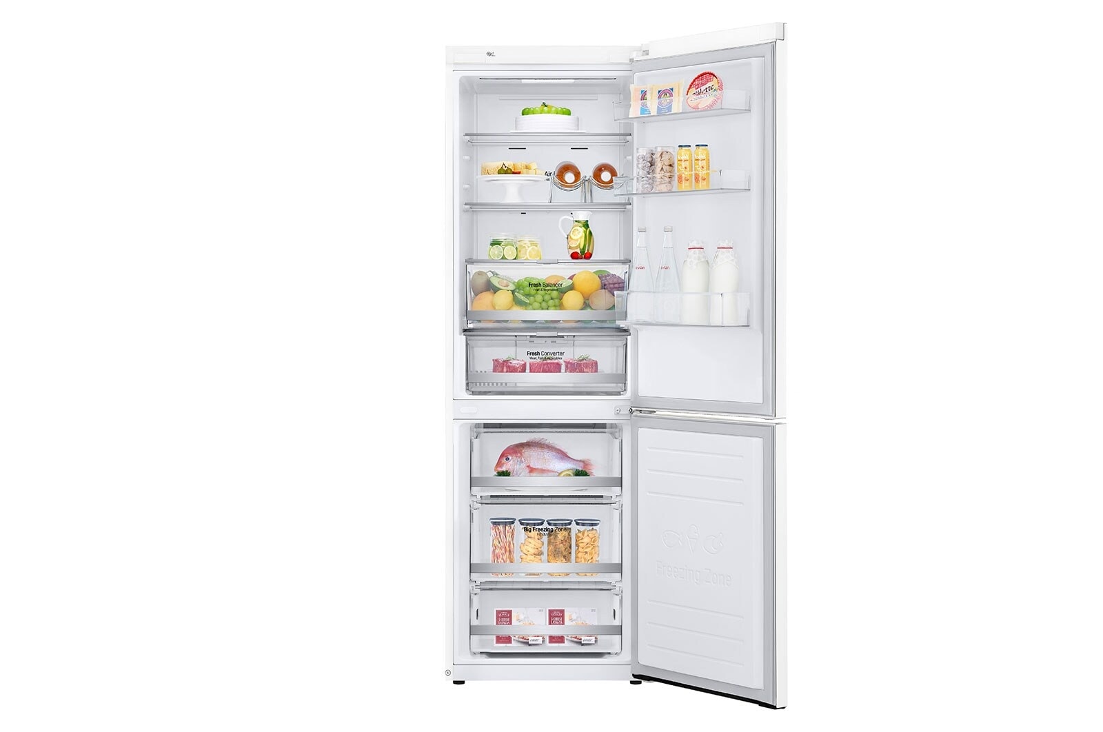 LG 1.86M 341L Kølefryseskab(Hvid) - Energiklasse E, Door Cooling™ og Smart Diagnosis™ med Wi-Fi, GBB71SWDMN