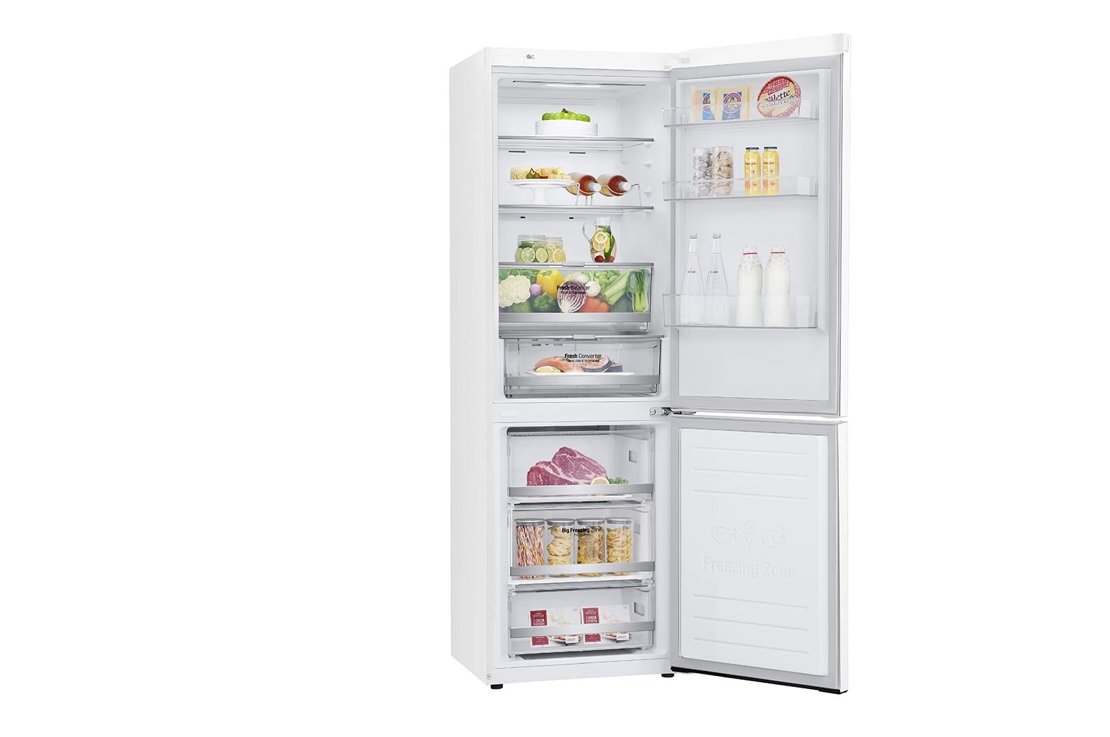 LG 1.86M 341L Kølefryseskab(Hvid) - Energiklasse E, Door Cooling™ og Smart Diagnosis™ med Wi-Fi, GBB71SWDMN