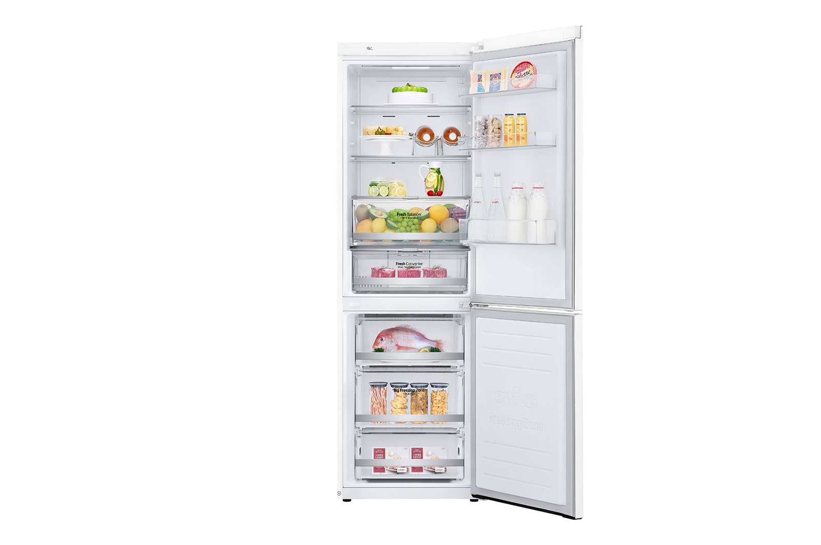 LG 1.86M 341L Kølefryseskab(Hvid) - Energiklasse E, Door Cooling™ og Smart Diagnosis™ med Wi-Fi, GBB71SWDZN