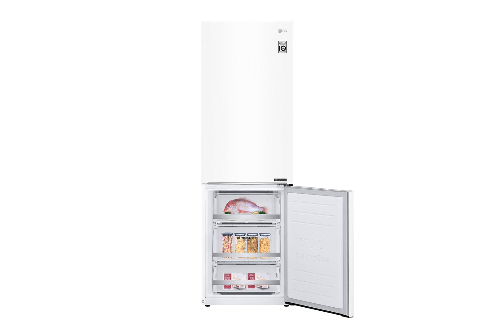 LG 1.86M 341L Kølefryseskab(Hvid) - Energiklasse D, Door Cooling™, GBB71SWEFN