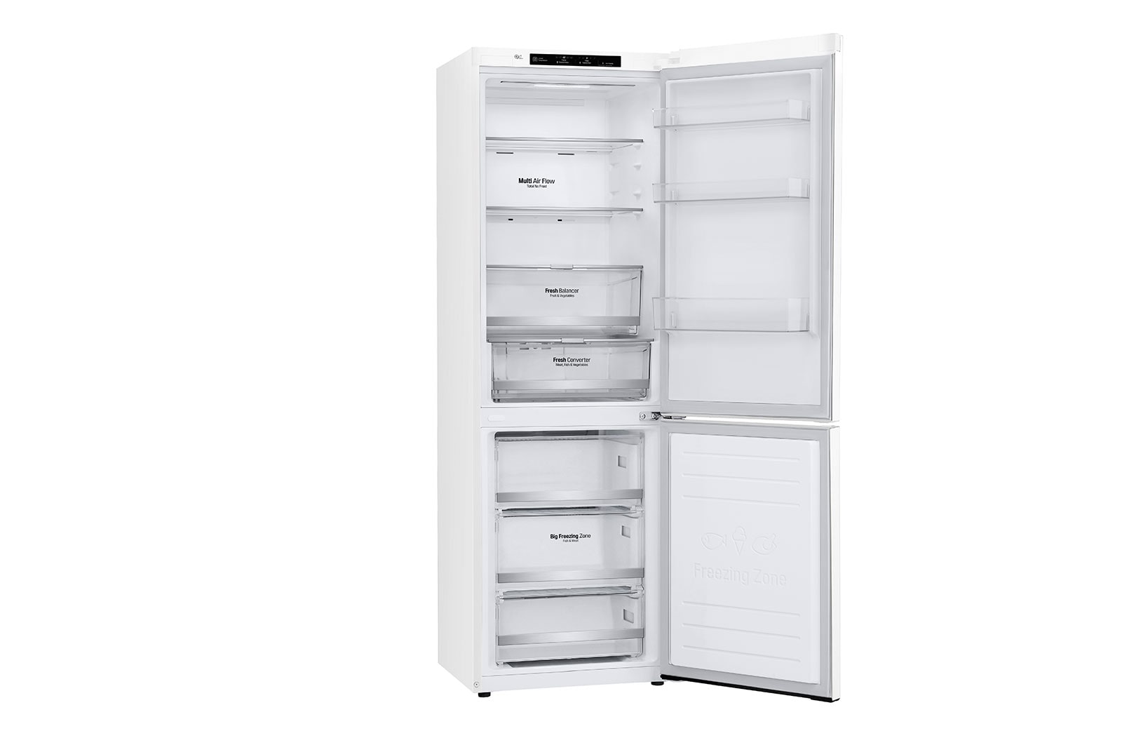 LG 1.86M 341L Kølefryseskab(Hvid) - Energiklasse D, Door Cooling™, GBB71SWEFN