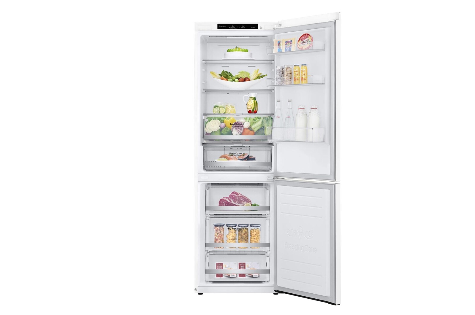 LG 1.86M 341L Kølefryseskab(Hvid) - Energiklasse D, Door Cooling™, GBB71SWEGN