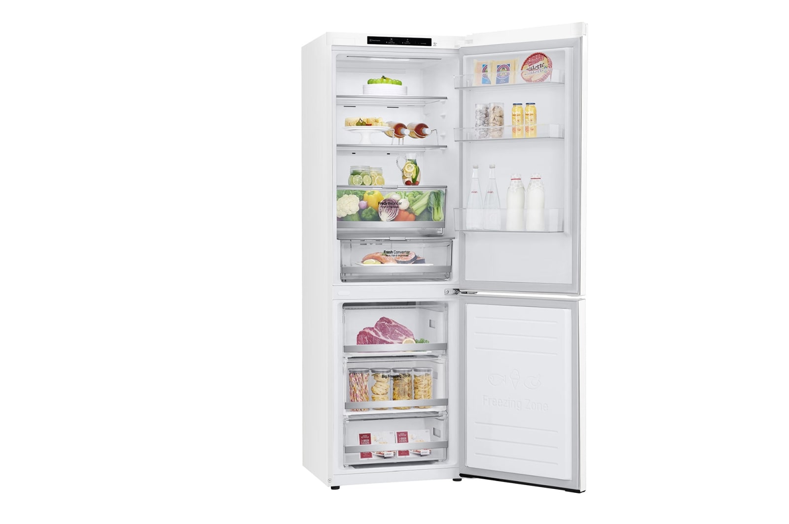 LG 1.86M 341L Kølefryseskab(Hvid) - Energiklasse D, Door Cooling™, GBB71SWEGN
