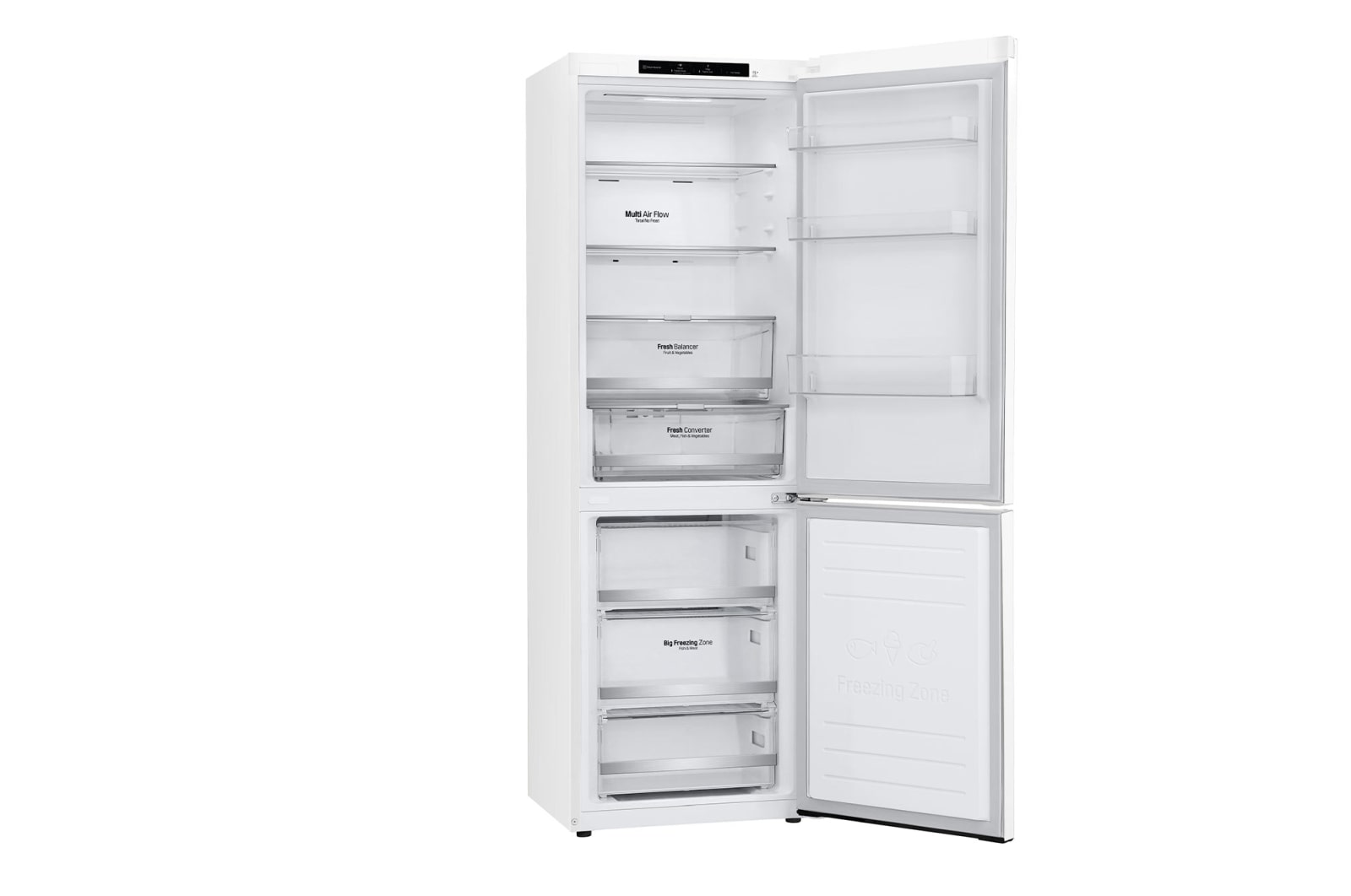 LG 1.86M 341L Kølefryseskab(Hvid) - Energiklasse D, Door Cooling™, GBB71SWEGN