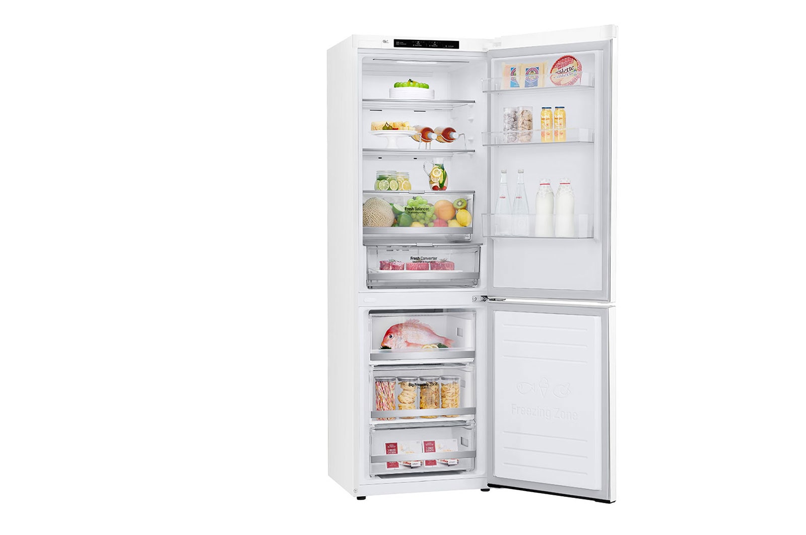 LG 1.86M 341L Kølefryseskab(Hvid) - Energiklasse E, Door Cooling™, GBB71SWEMN