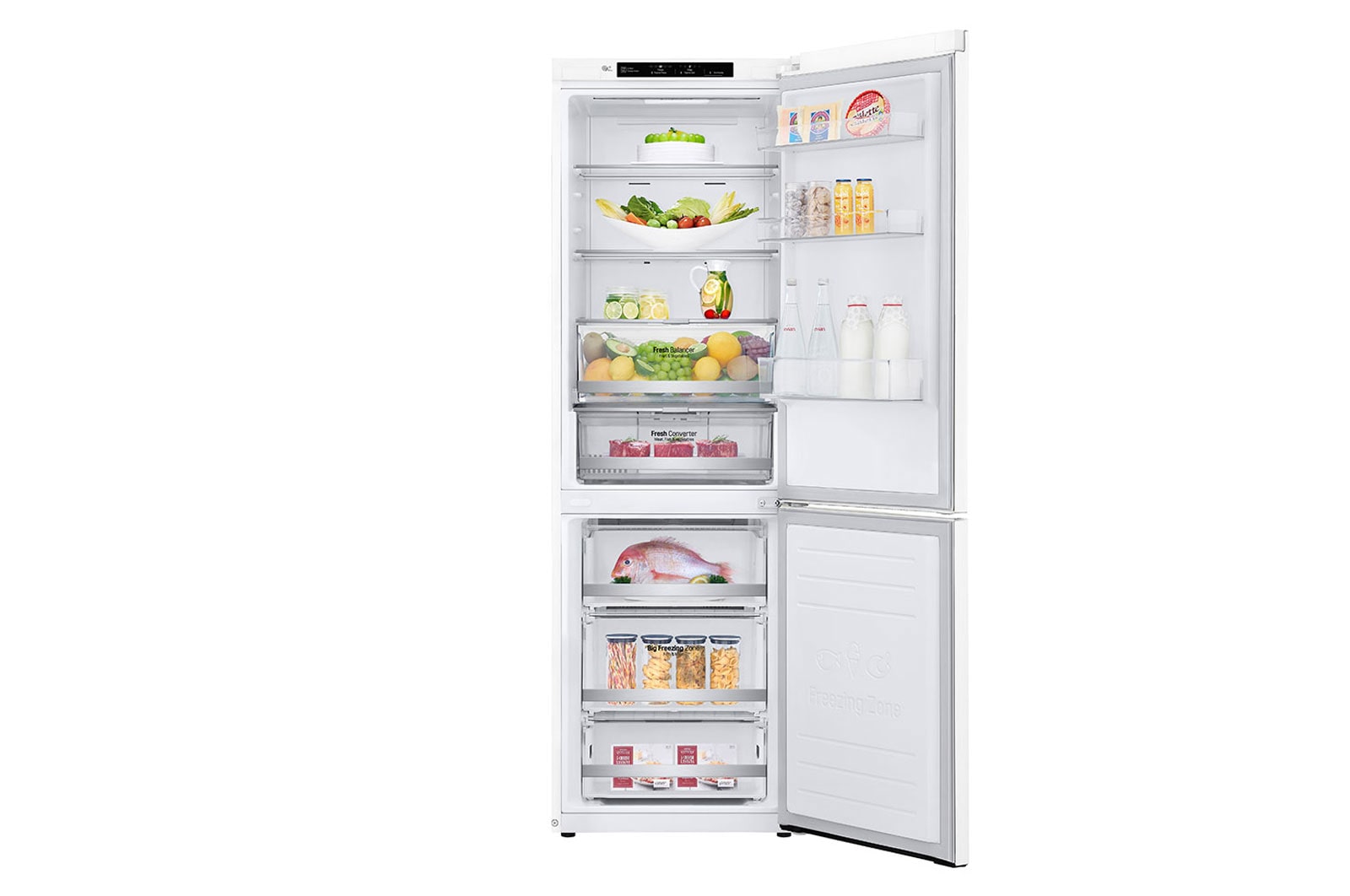 LG 1.86M 341L Kølefryseskab(Hvid) - Energiklasse E, Door Cooling™, GBB71SWEMN