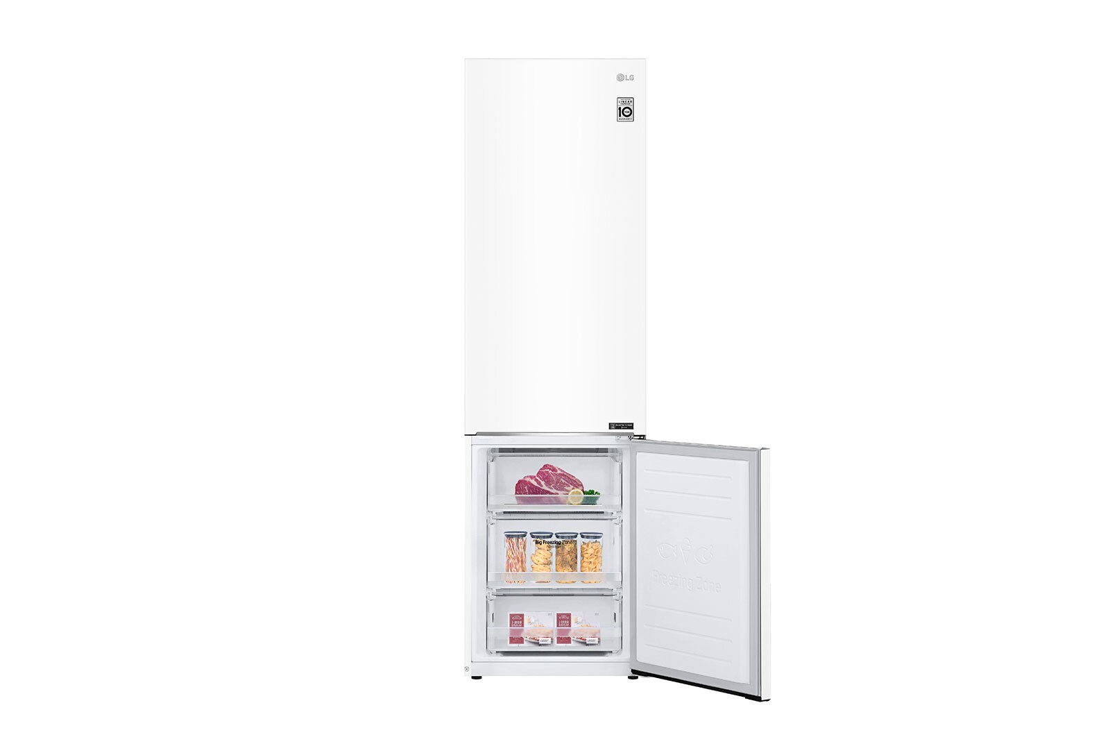 LG 1.86M 341L Kølefryseskab(Hvid) - Energiklasse E, Door Cooling™, GBB71SWEZN
