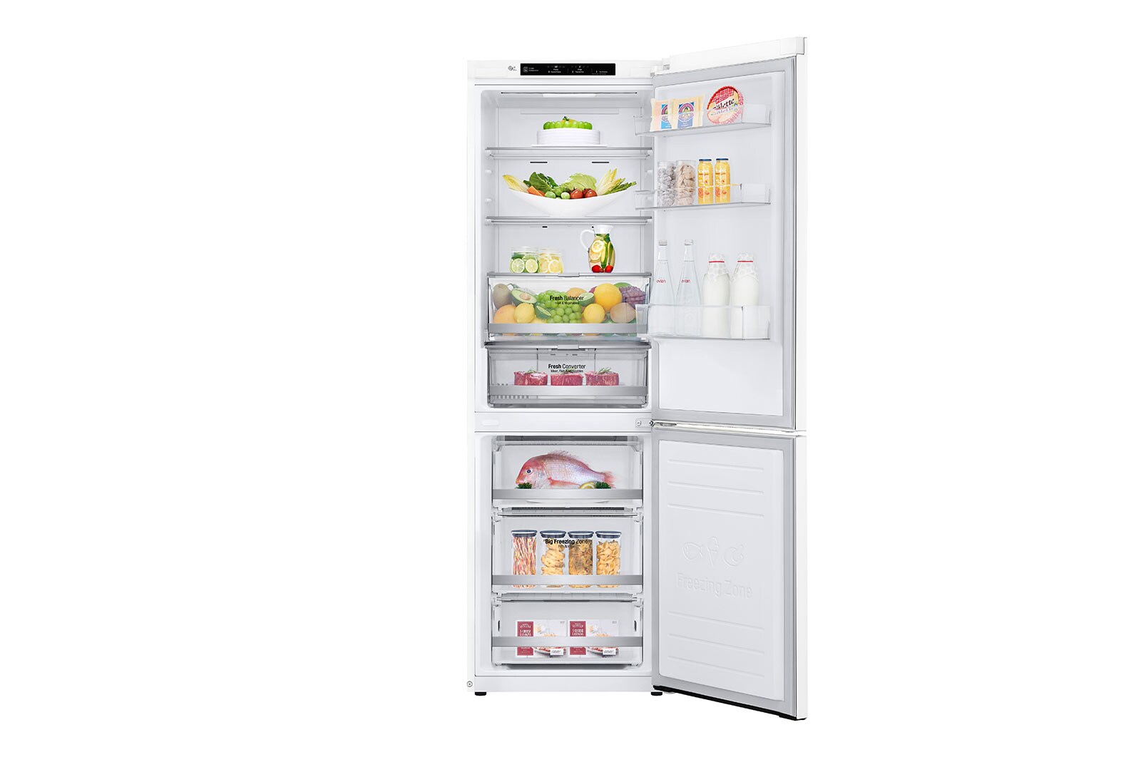 LG 1.86M 341L Kølefryseskab(Hvid) - Energiklasse E, Door Cooling™, GBB71SWEZN